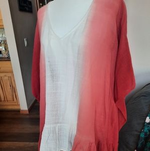 Lane Bryant dip dye poncho linen top 14/16